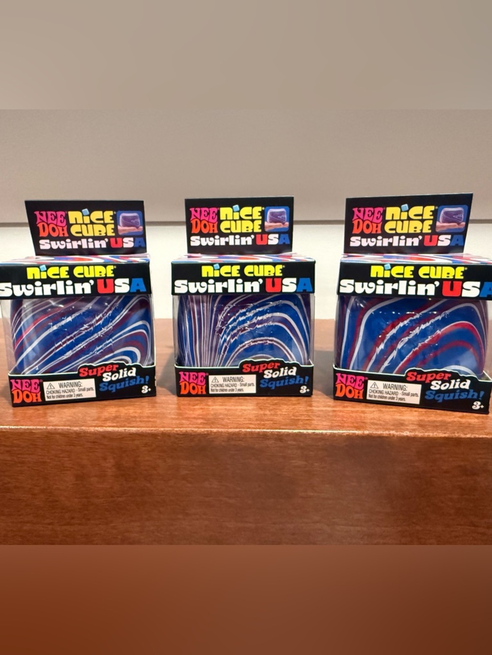 Bundle (3) NeeDoh Nice Cube Swirlin' USA - Red, White & Blue Swirl 🇺🇸🇺🇸🇺🇸